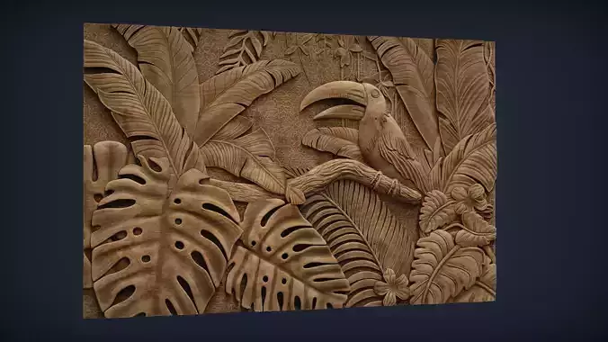 Tropical Forest Wall decor for CNC 3D Print STL