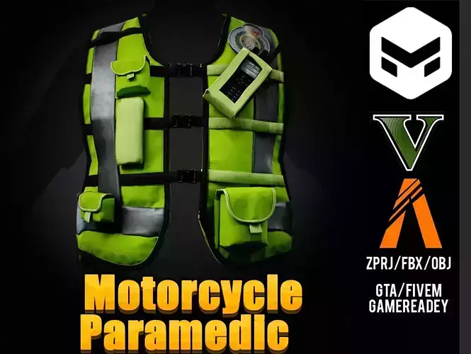 Motorcycle Paramedic Vest London NHS GTA 5 Fivem Low-poly 3D model