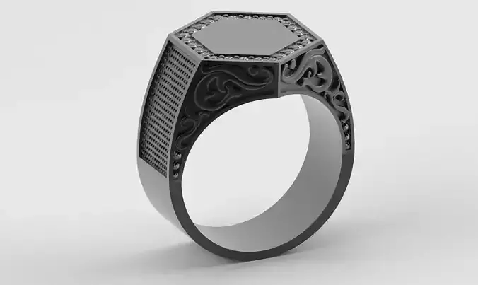Hexagonal Graduation Ring for Men Strength in Every Facet