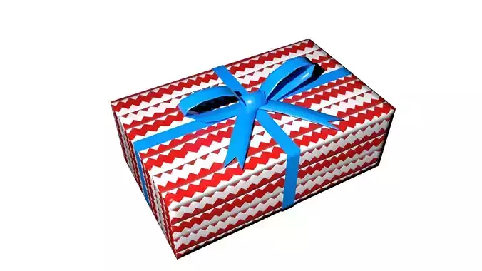 3D Gift Box Red with Yellow Ribbon Festive Present Decoration