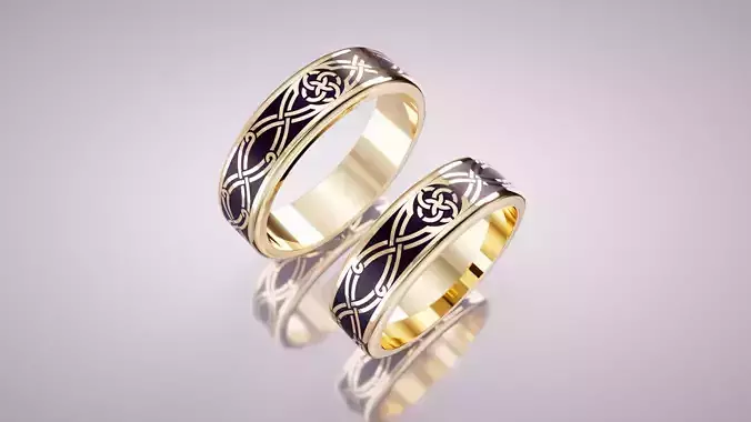 Celtic Wedding Band Ring Set 