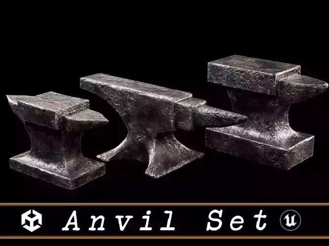 Medieval Anvil Set  Low-poly 3D model