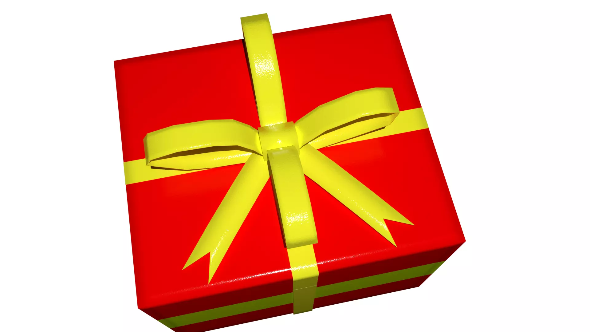 3D Gift Box Red with Yellow Ribbon Festive Present Decoration Low-poly 3D model_1