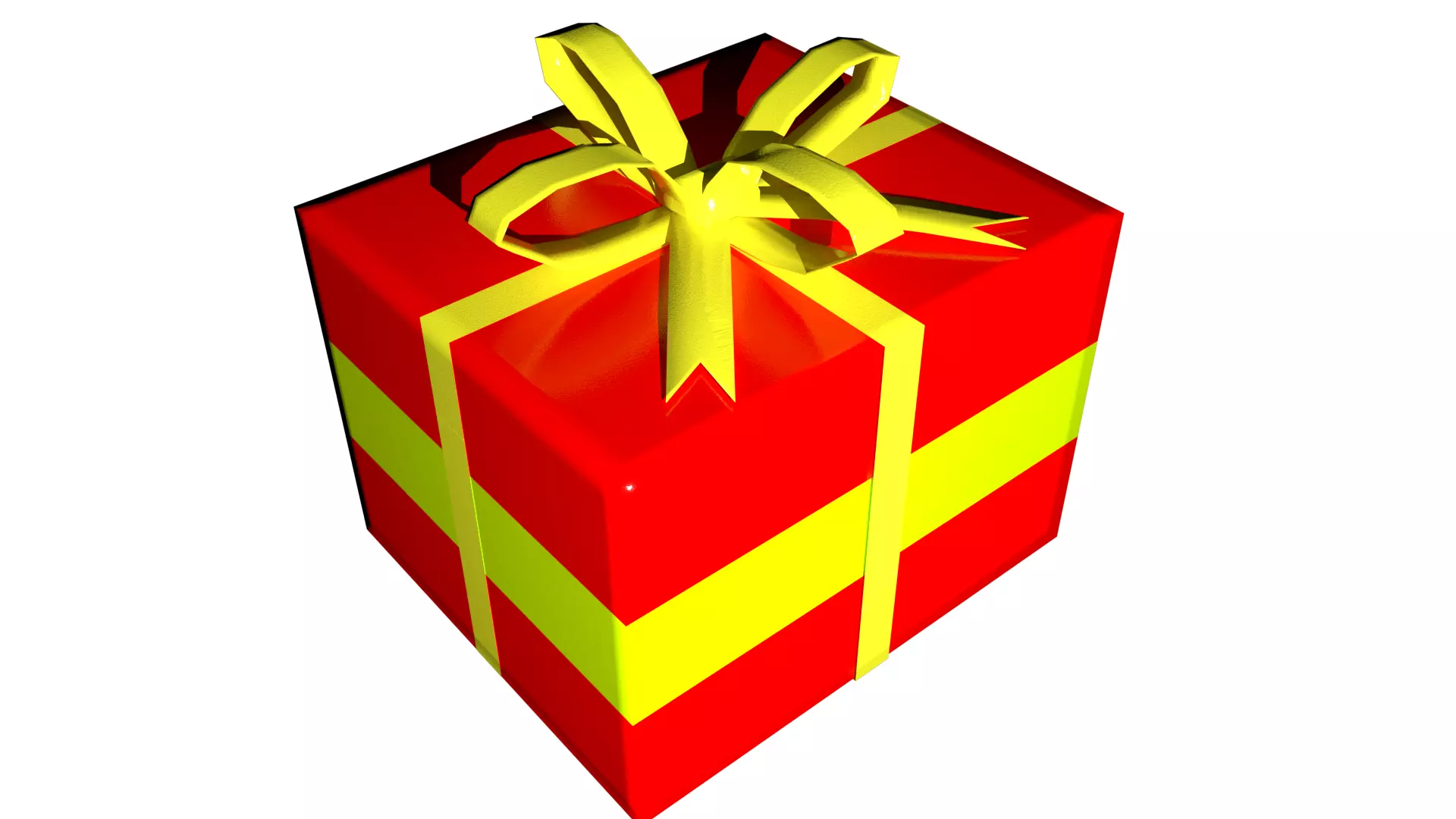 3D Gift Box Red with Yellow Ribbon Festive Present Decoration Low-poly 3D model_0