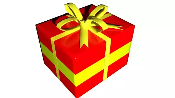 3D Gift Box Red with Yellow Ribbon Festive Present Decoration