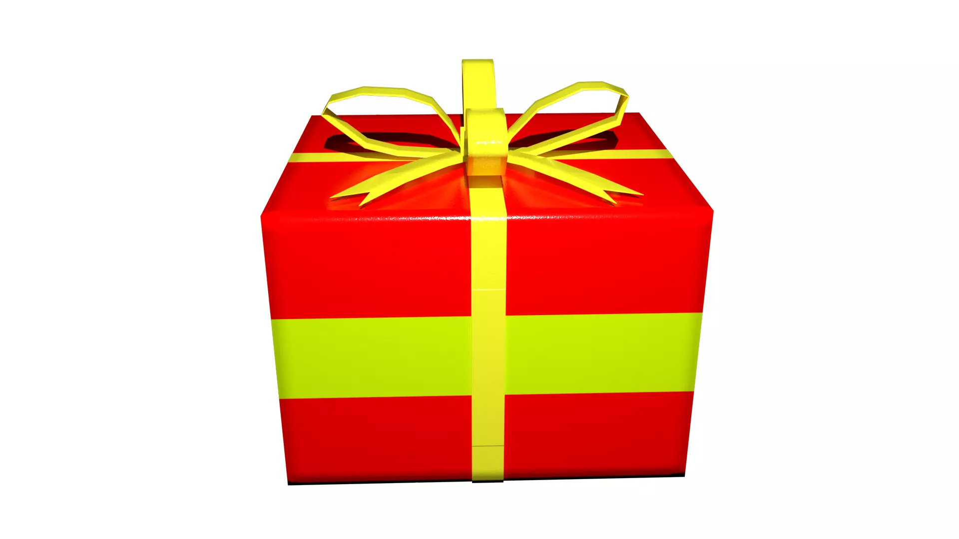 3D Gift Box Red with Yellow Ribbon Festive Present Decoration Low-poly 3D model_2