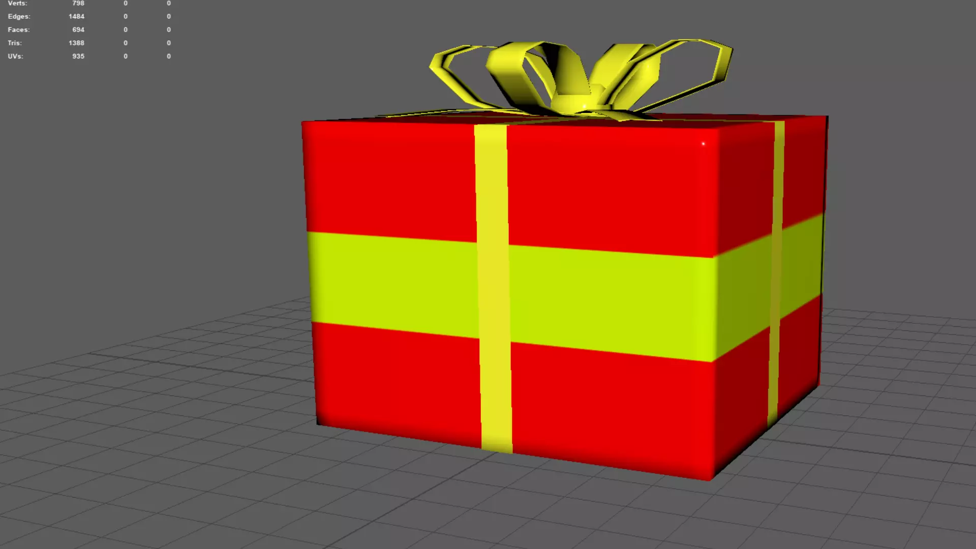 3D Gift Box Red with Yellow Ribbon Festive Present Decoration Low-poly 3D model_5