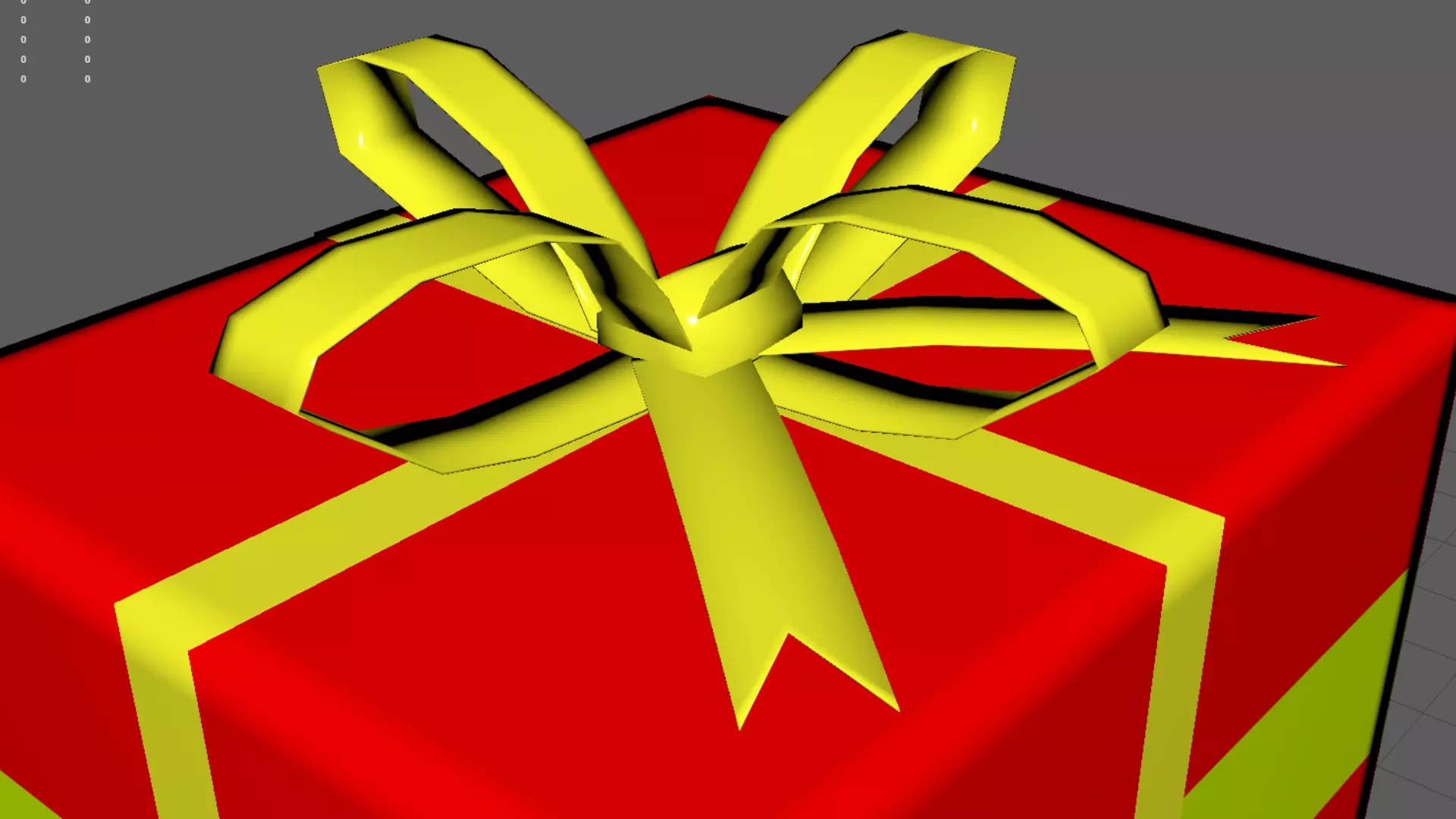 3D Gift Box Red with Yellow Ribbon Festive Present Decoration Low-poly 3D model_3