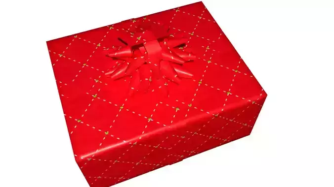 Red Gift Box Festive Wrapping with Bow on Top Low-poly 3D model
