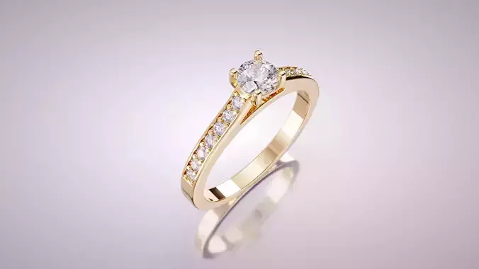 Engagement Ring with Solitaire and Side Diamonds