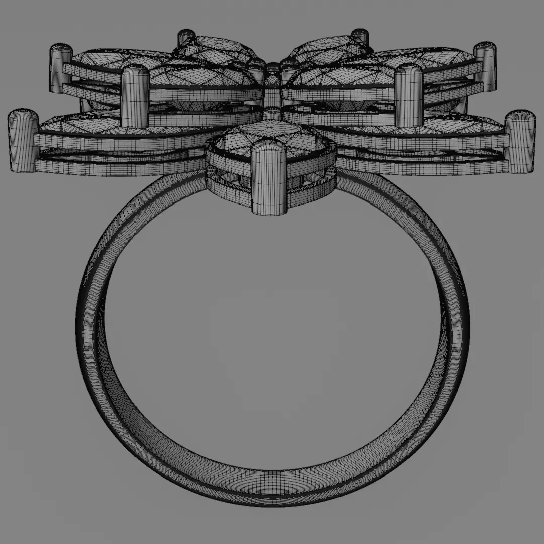 six leaf flower ring silve 3D model jewelry 3D model_15