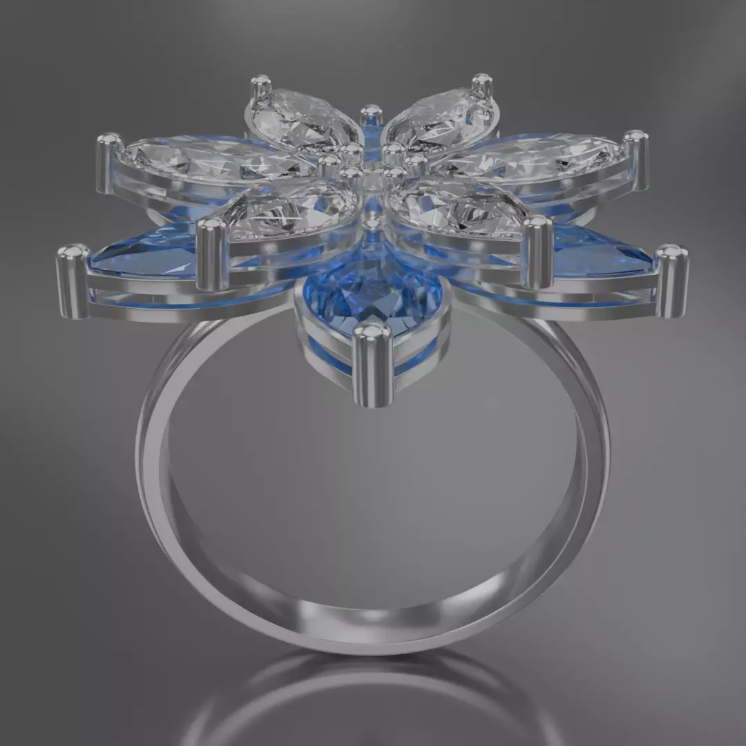 six leaf flower ring silve 3D model jewelry 3D model_1