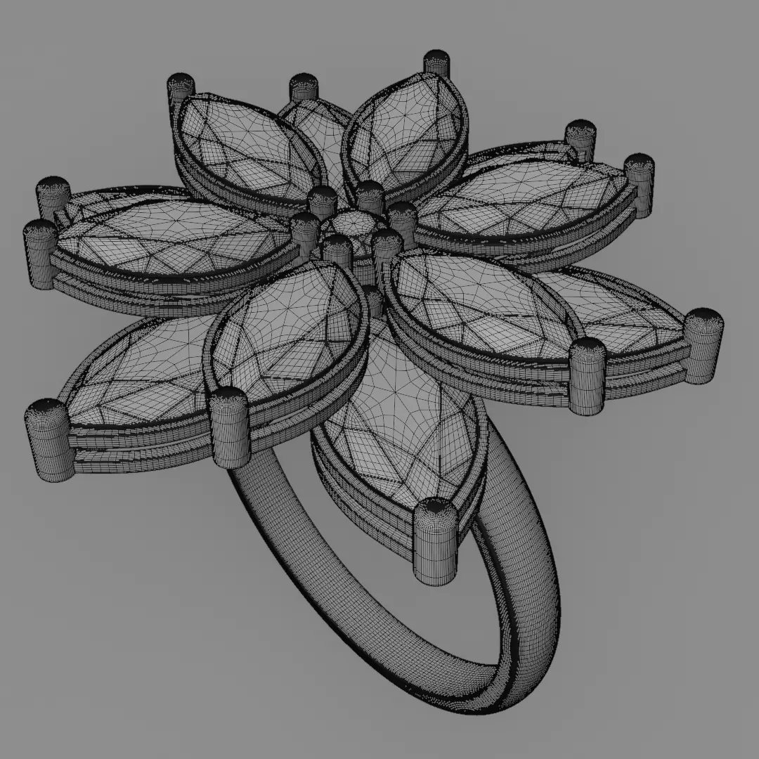 six leaf flower ring silve 3D model jewelry 3D model_18