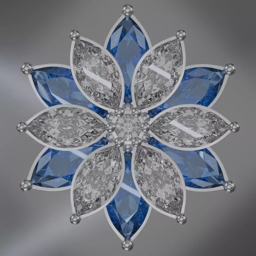 six leaf flower ring silve 3D model jewelry 3D model_2