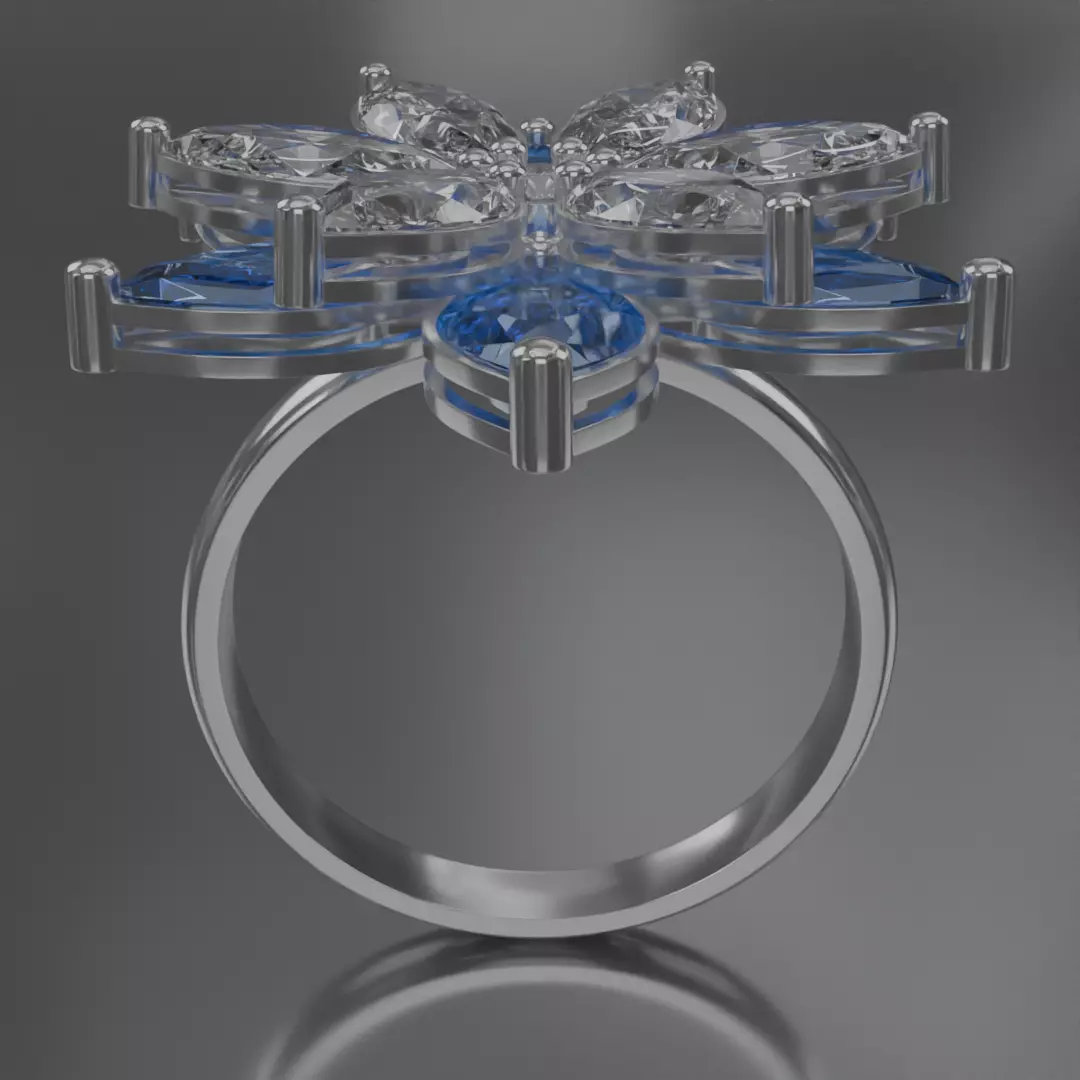 six leaf flower ring silve 3D model jewelry 3D model_5