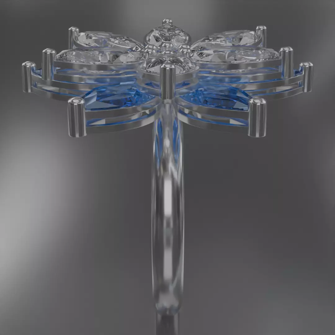 six leaf flower ring silve 3D model jewelry 3D model_4