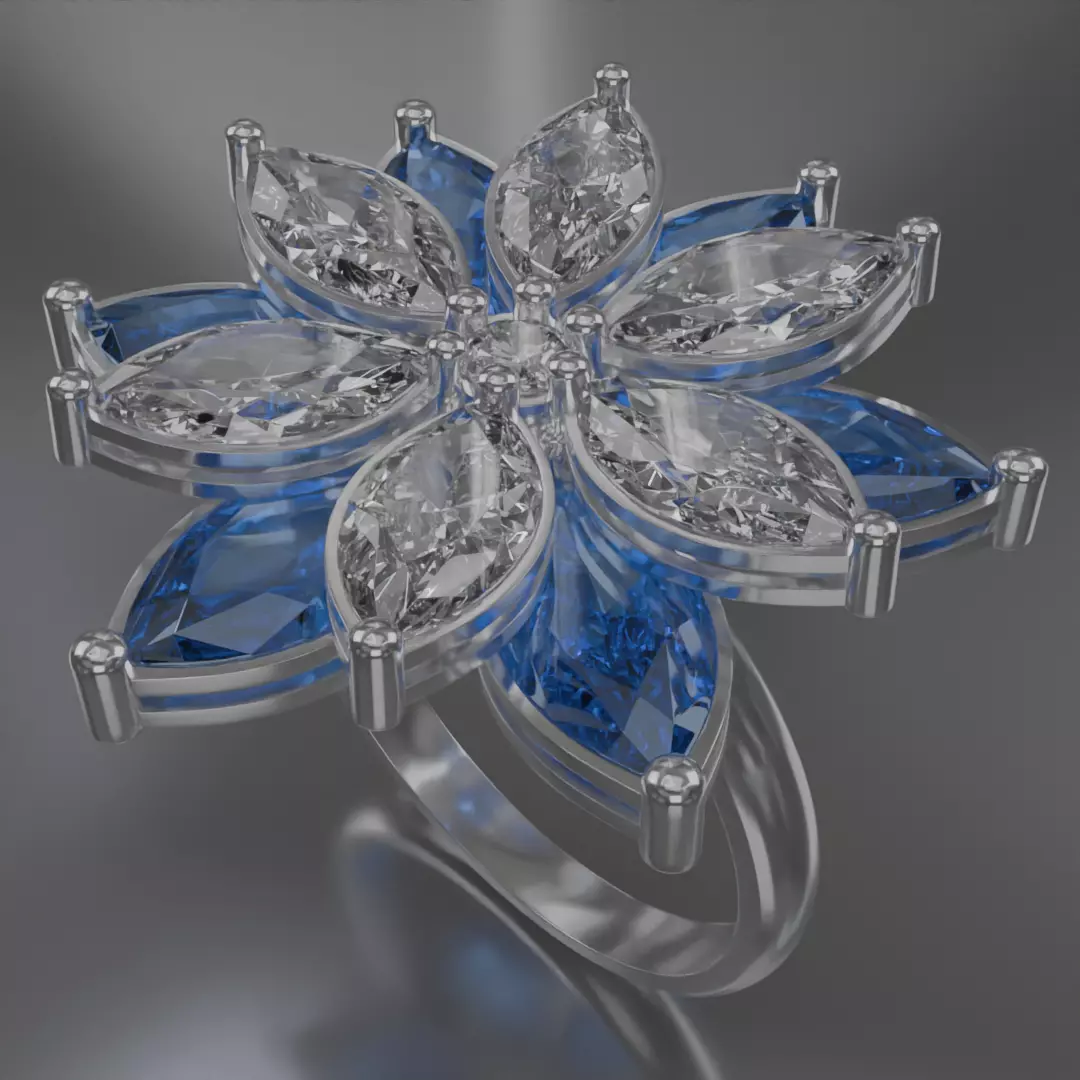 six leaf flower ring silve 3D model jewelry 3D model_6