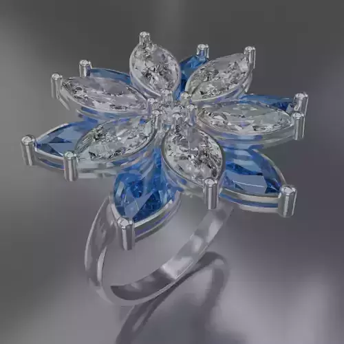 six leaf flower ring silve 3D model jewelry 3D model six leaf flower ring silve 3D model jewelry 3D model