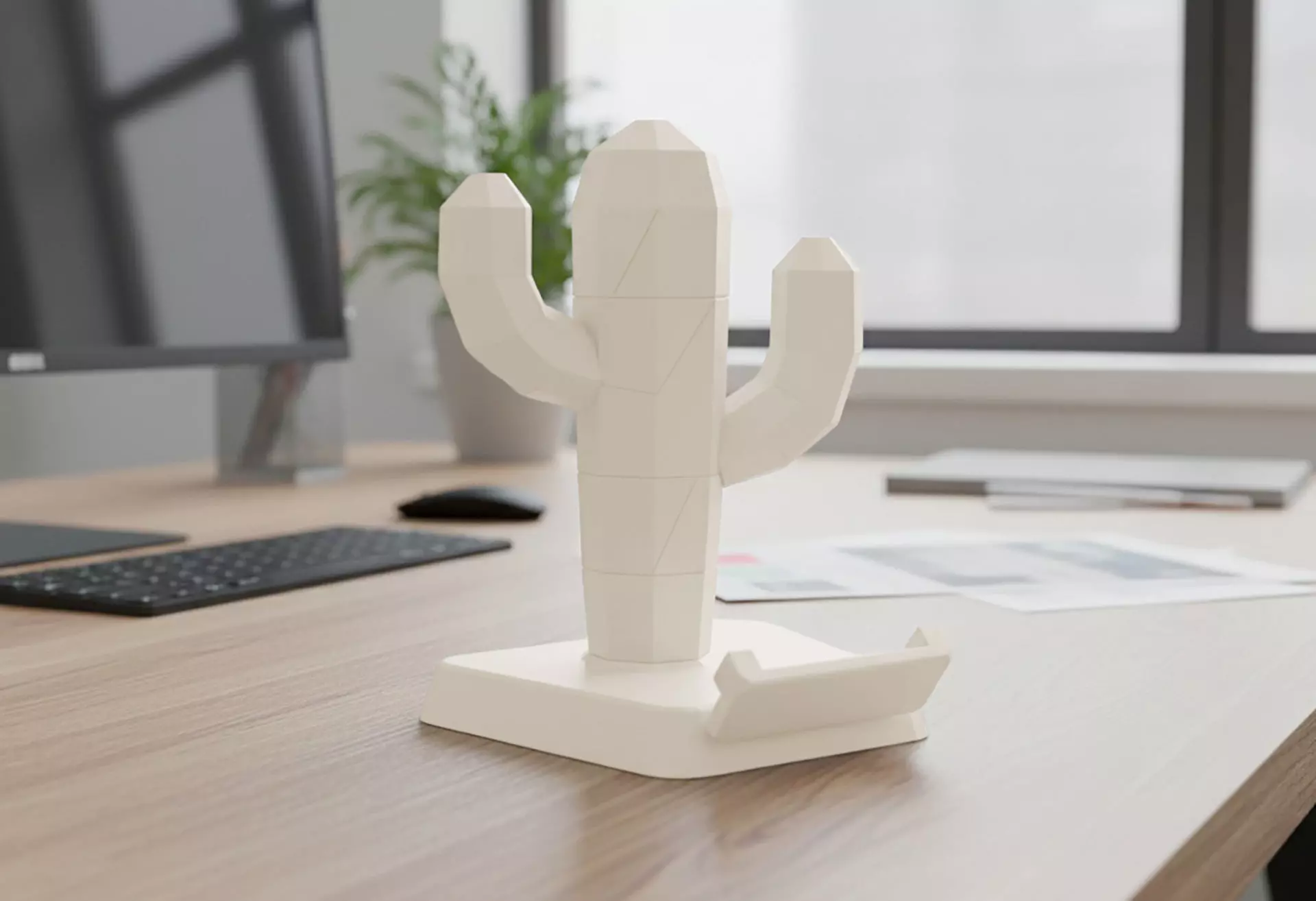 Cactus Phone Holder 3D Printable 3D print model_0