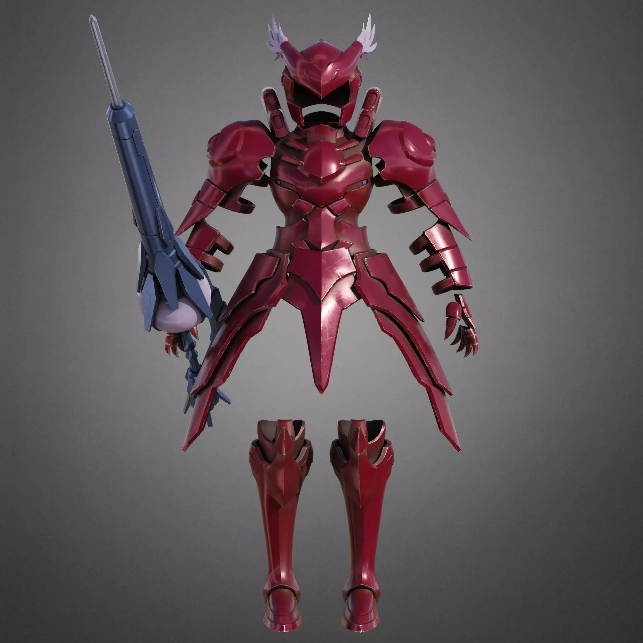 Overlord Shalltear Bloodfallen Full Armor and Lance for Cosplay 3D Model Collection_9