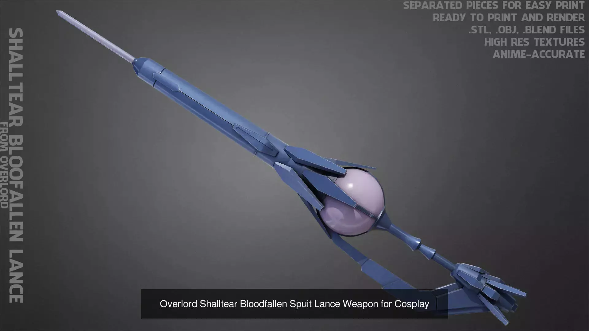 Overlord Shalltear Bloodfallen Full Armor and Lance for Cosplay 3D Model Collection_8