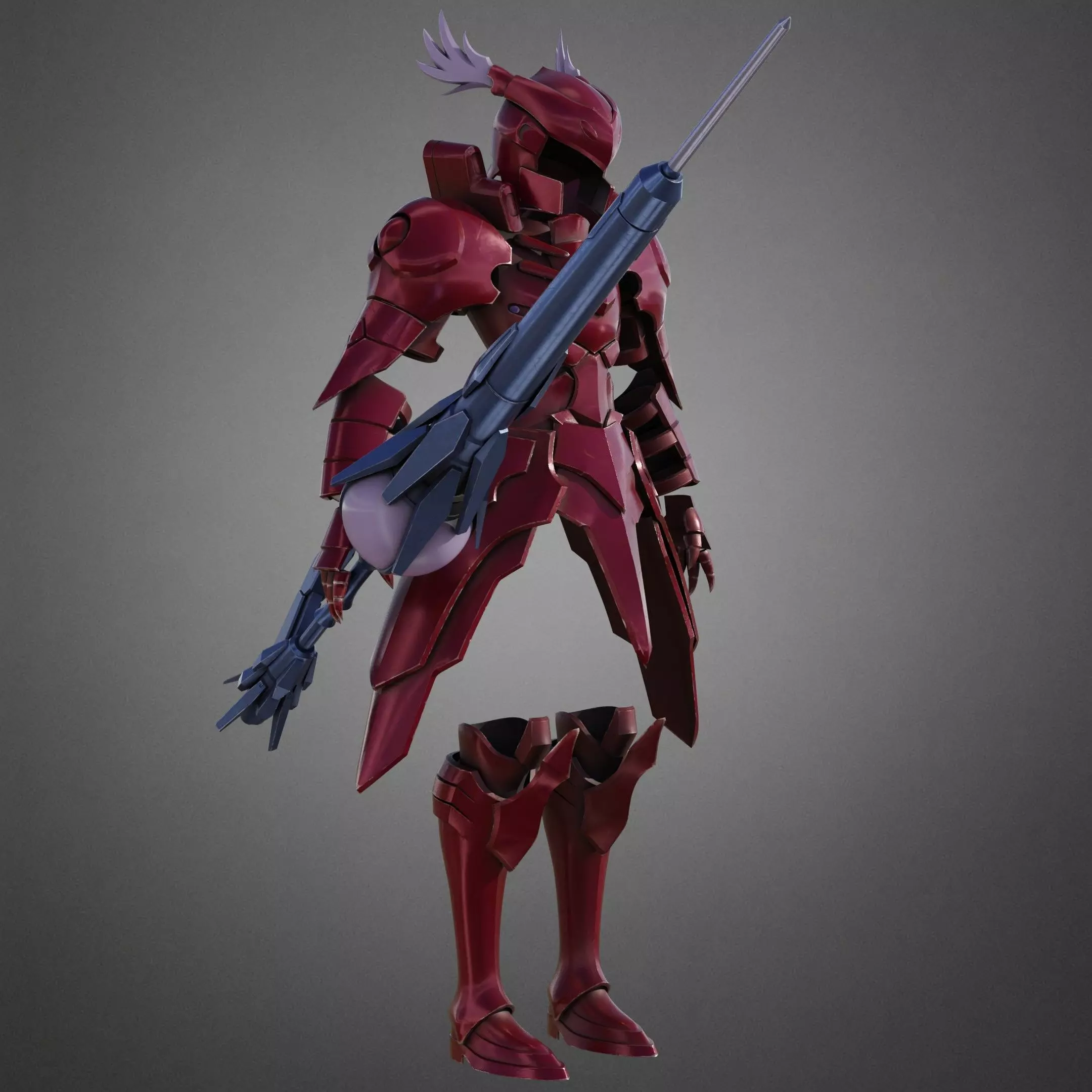 Overlord Shalltear Bloodfallen Full Armor and Lance for Cosplay 3D Model Collection_16