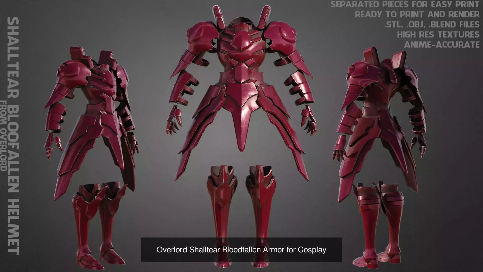 Overlord Shalltear Bloodfallen Full Armor and Lance for Cosplay 3D Model Collection_7