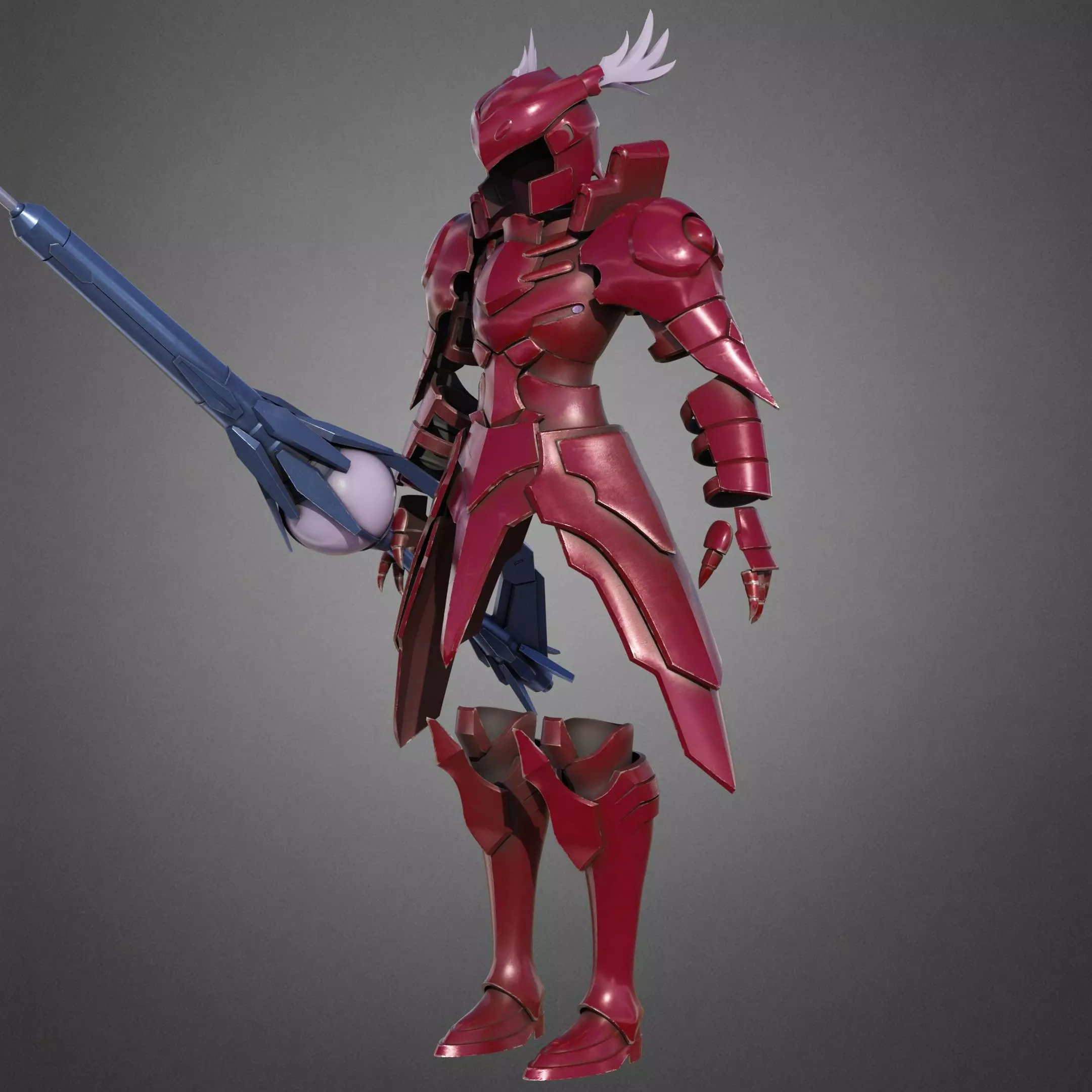 Overlord Shalltear Bloodfallen Full Armor and Lance for Cosplay 3D Model Collection_10