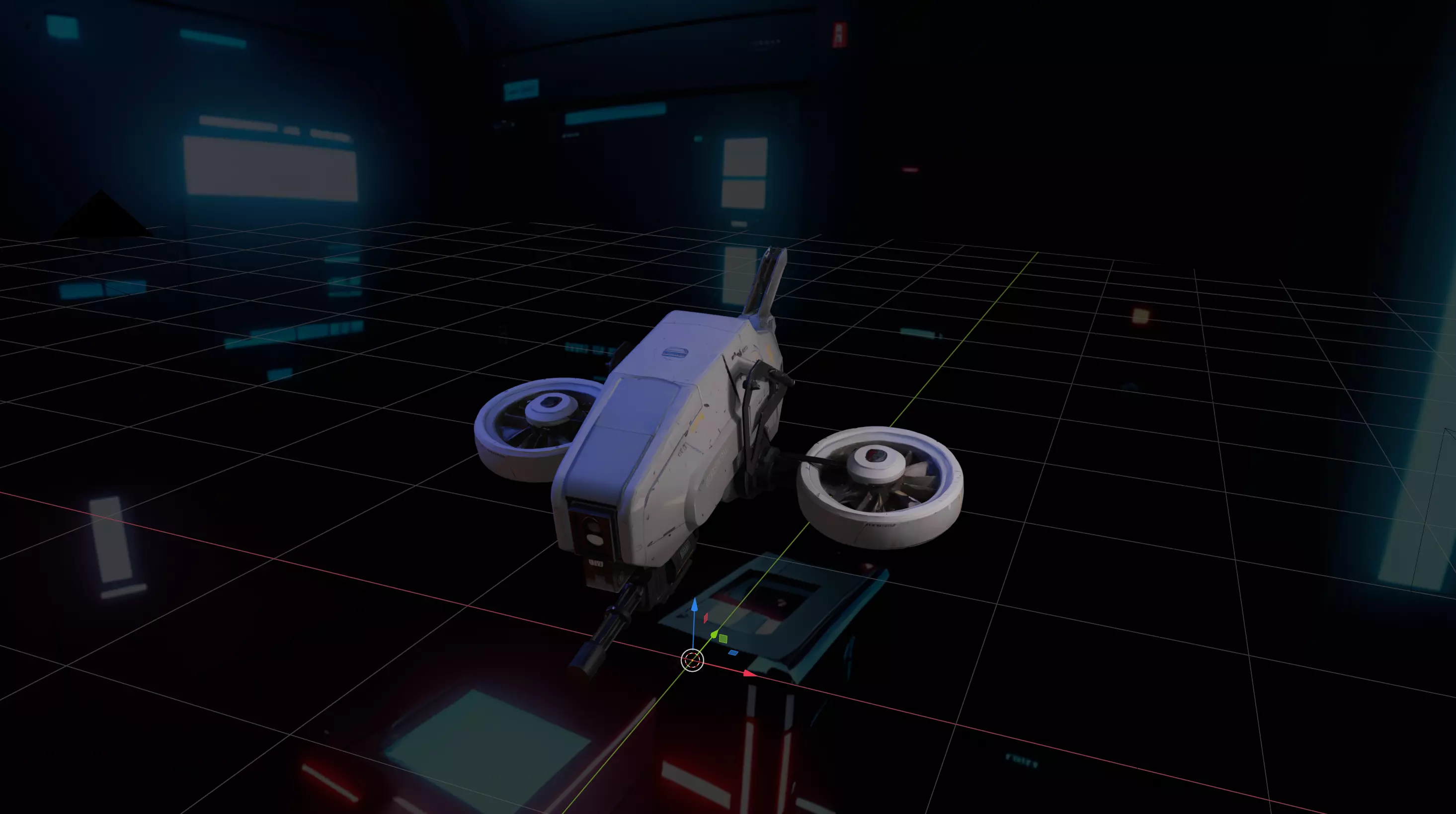 Futuristic Sci-Fi Combat Drone 3D model_4