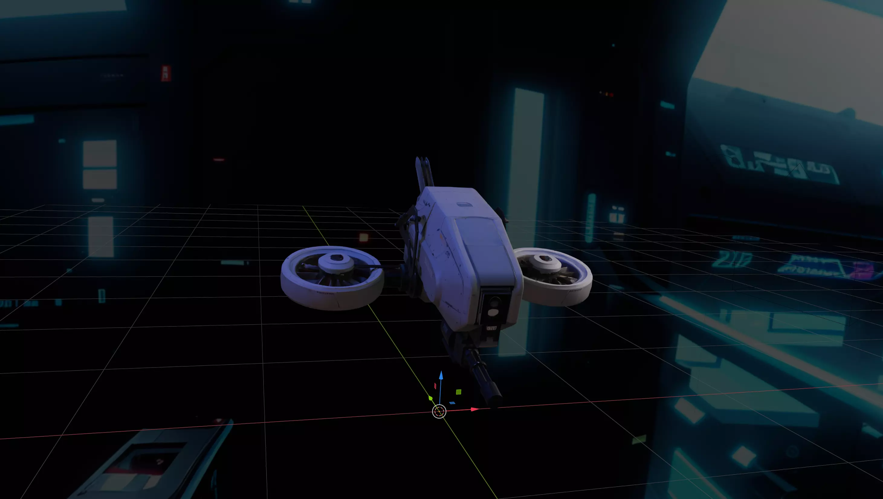 Futuristic Sci-Fi Combat Drone 3D model_3