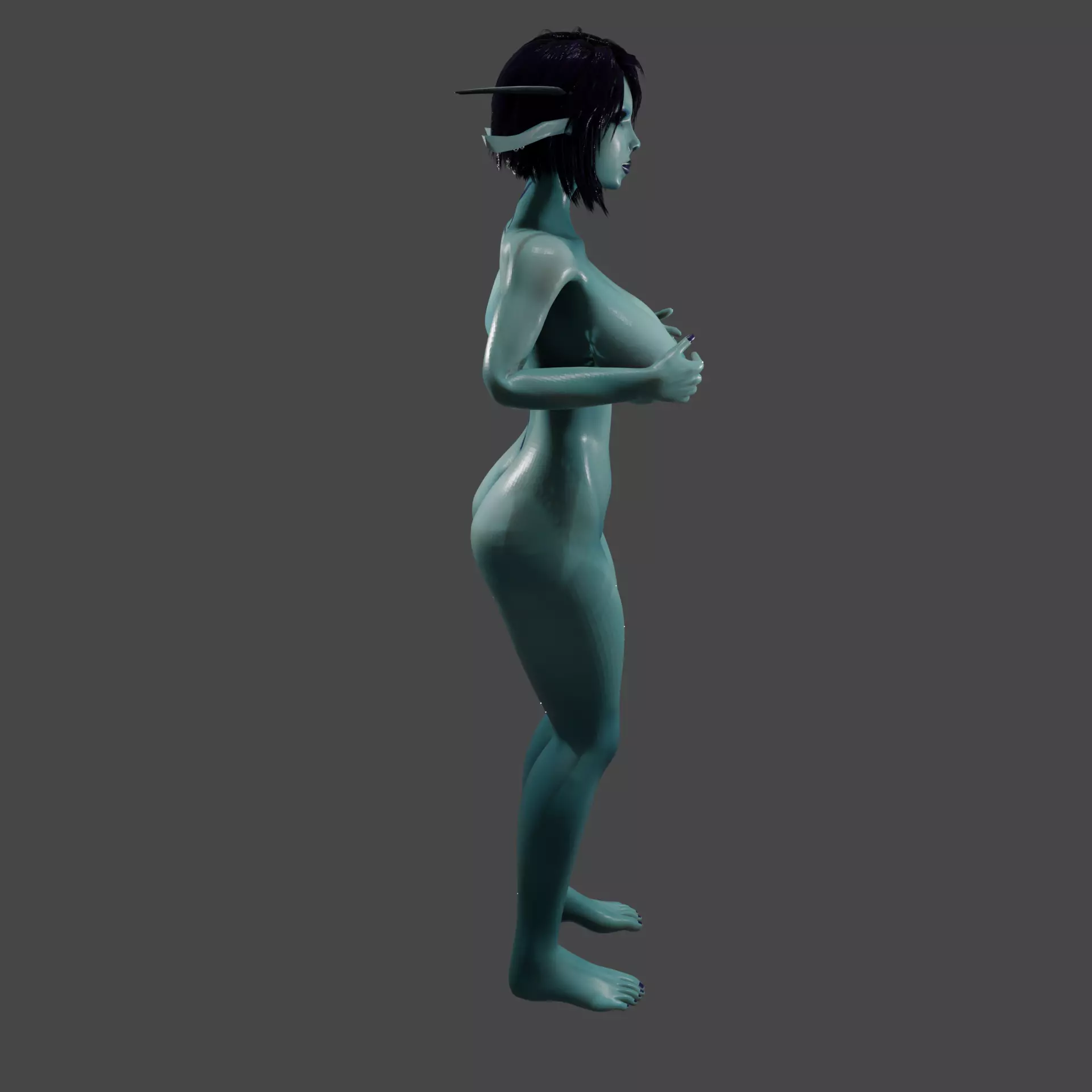 Blue Sexy Alien 3D print model_1