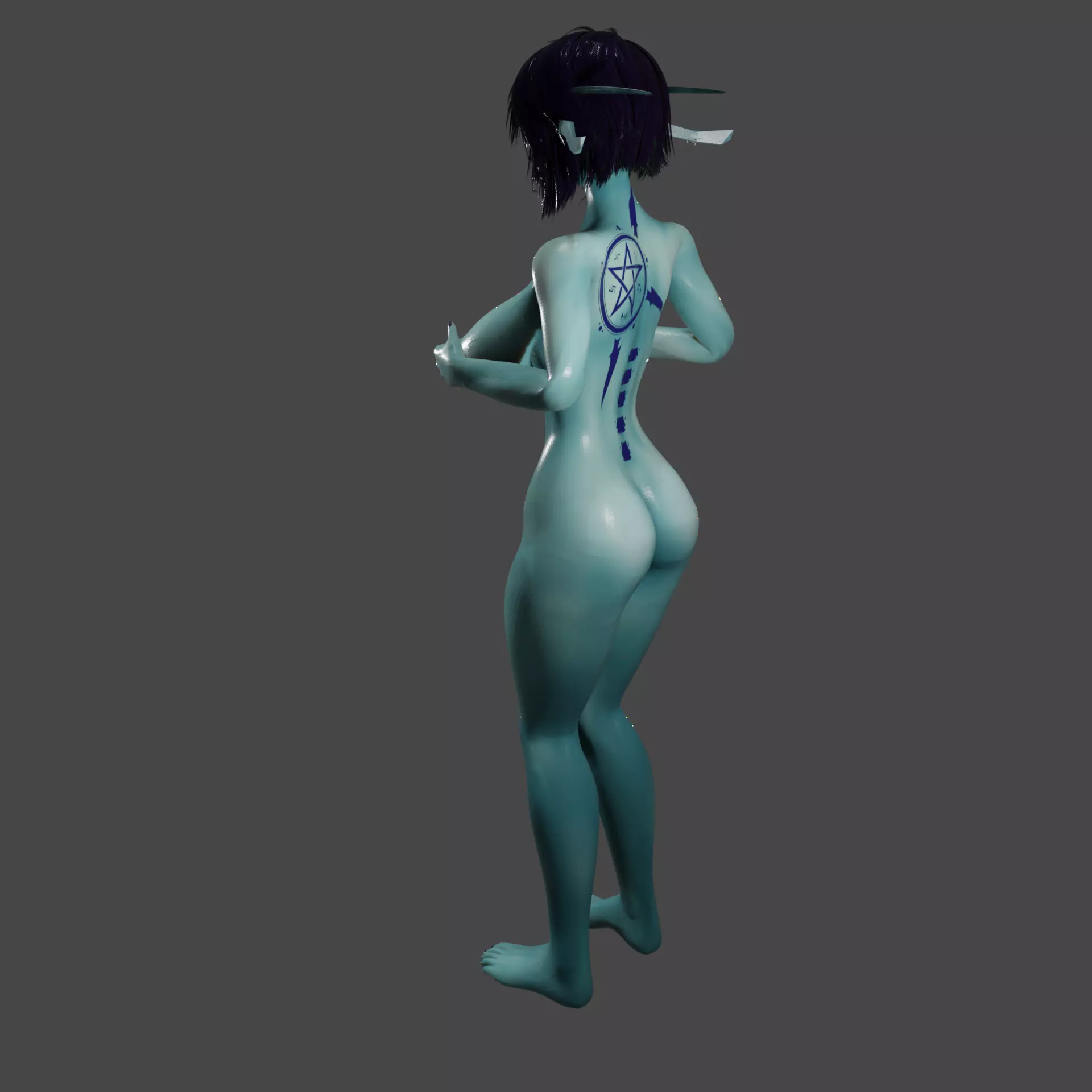 Blue Sexy Alien 3D print model_5