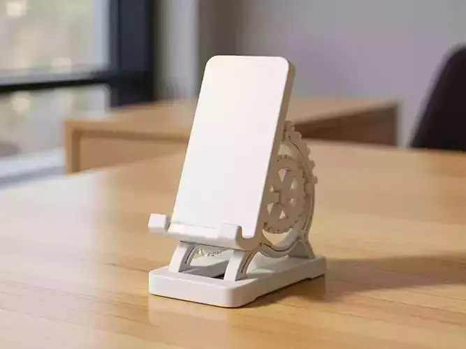 Phone Stand with Gears 3D Printable 3D print model