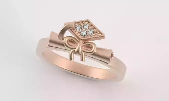 Graduation Ring Scroll Cap Design 4gr