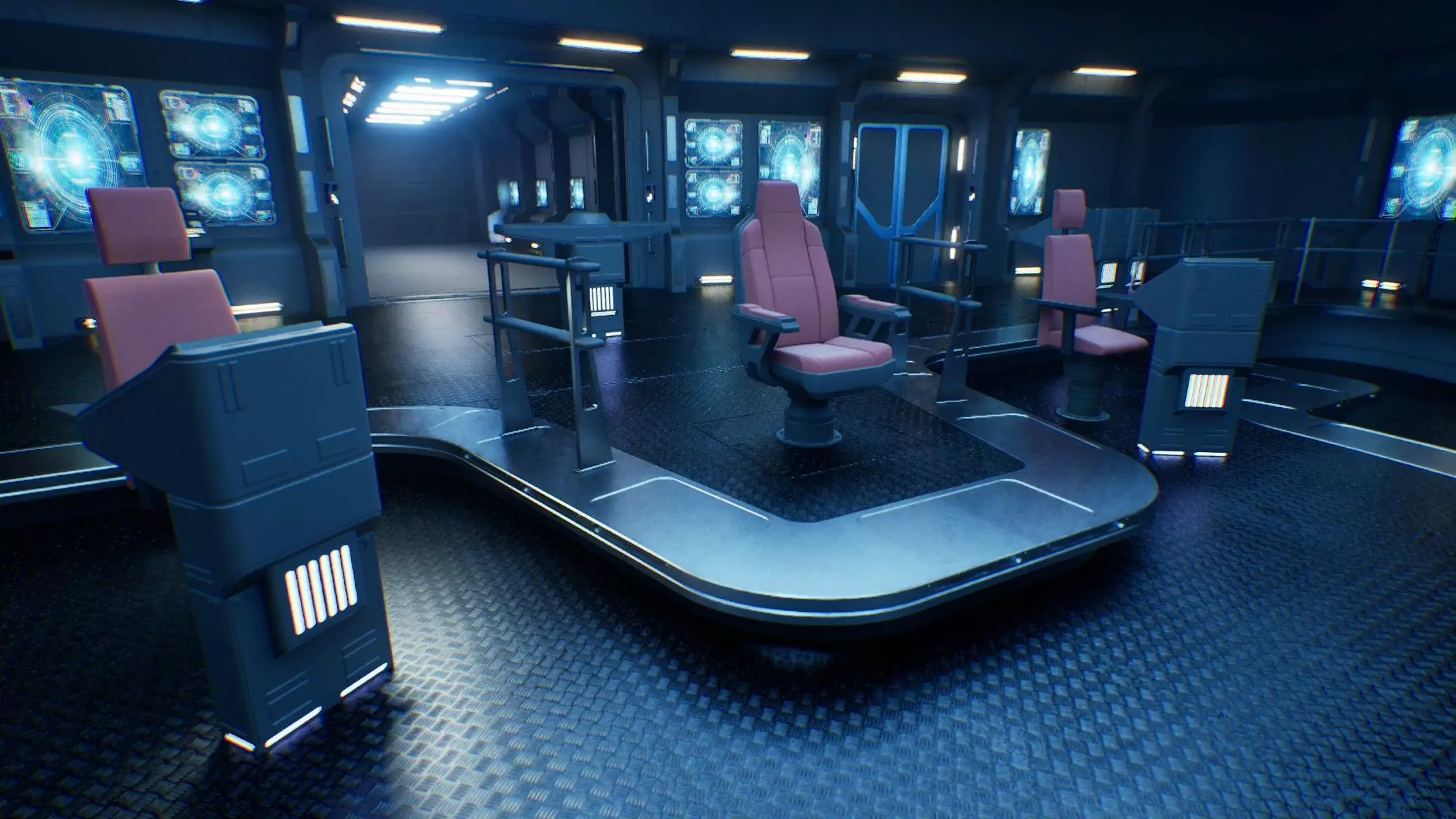 Starship Command Deck Unreal Engine 5 Sci-Fi Interior 3D model_9