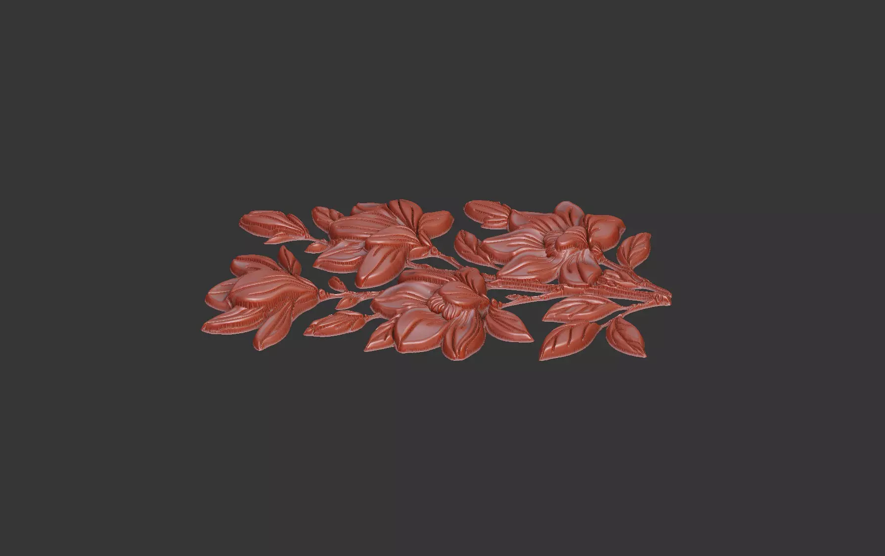 Magnolia cluster flower branch organic design 3D print model_7