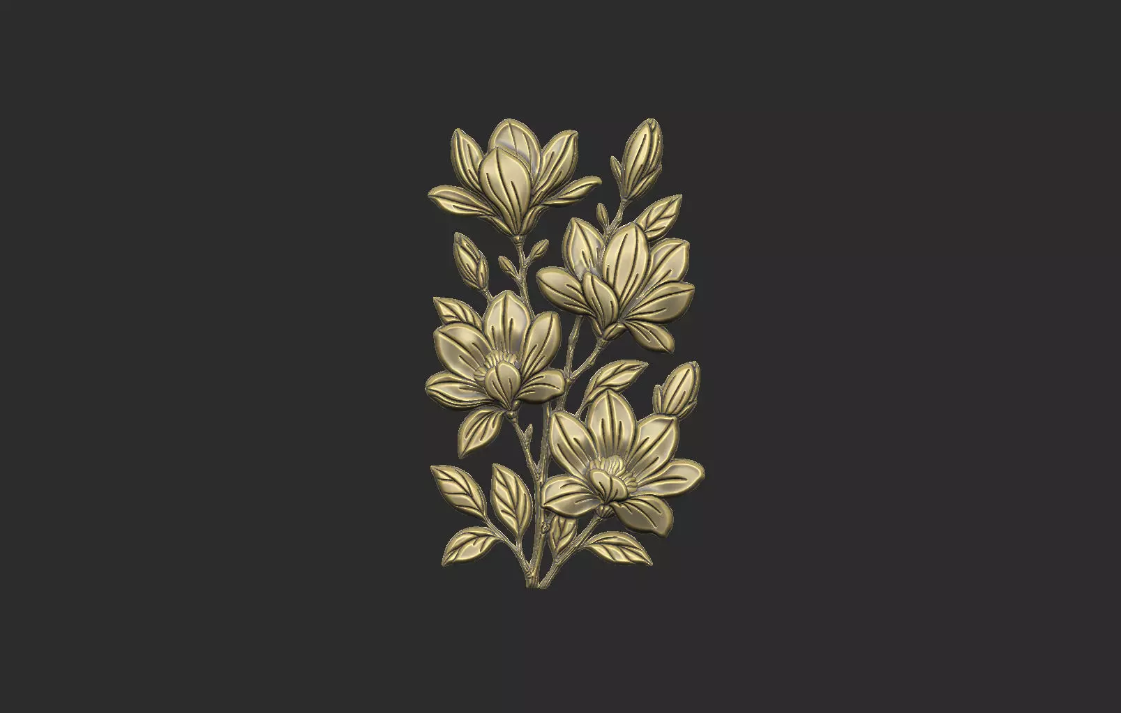 Magnolia cluster flower branch organic design 3D print model_0