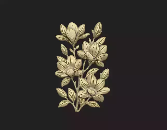 Magnolia cluster flower branch design cnc laser carving wild
