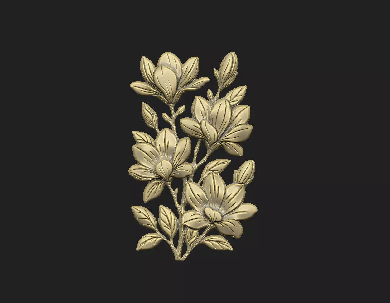 Magnolia cluster flower branch design cnc laser carving wild 3D print model