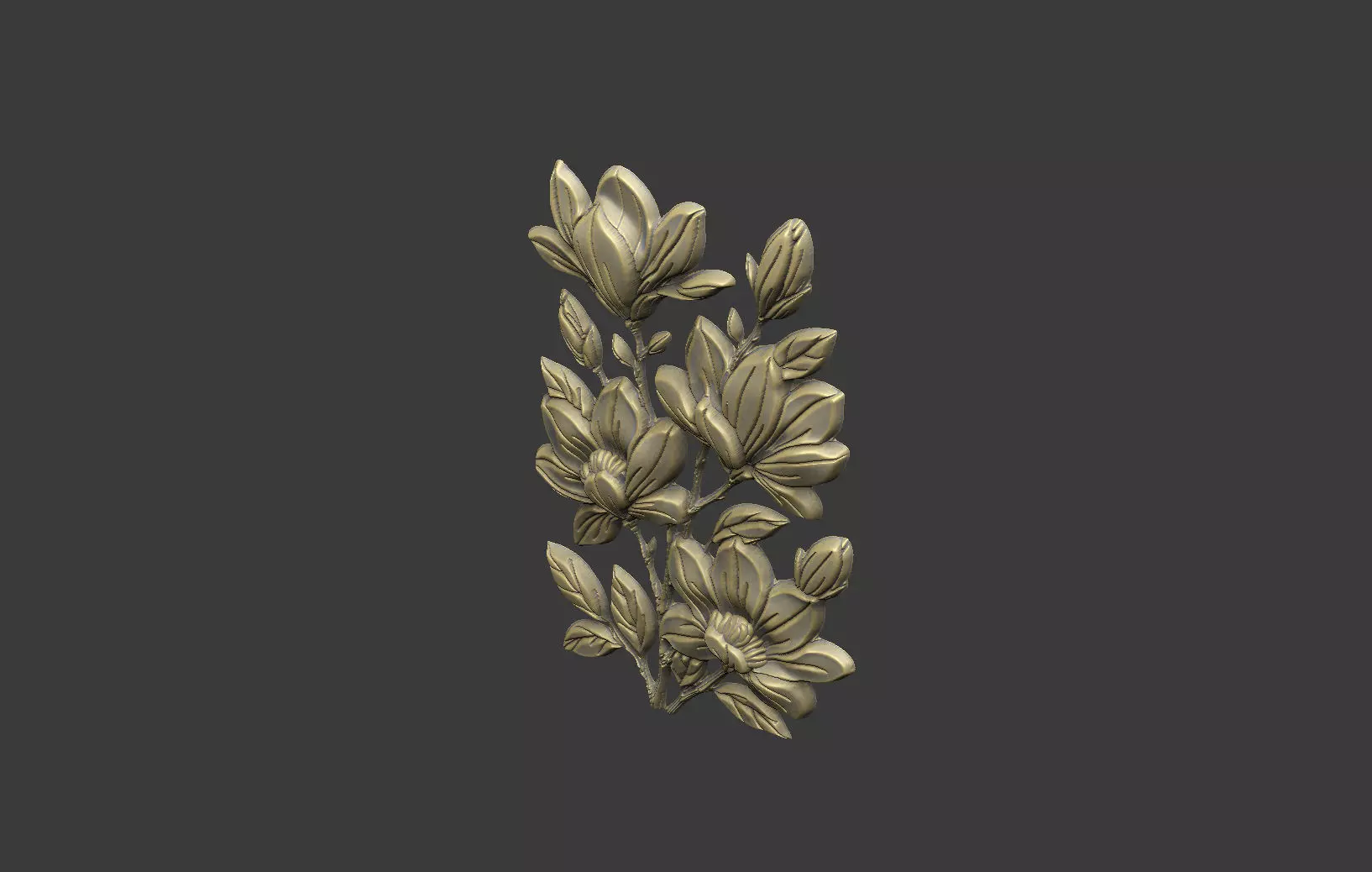 Magnolia cluster flower branch organic design 3D print model_3