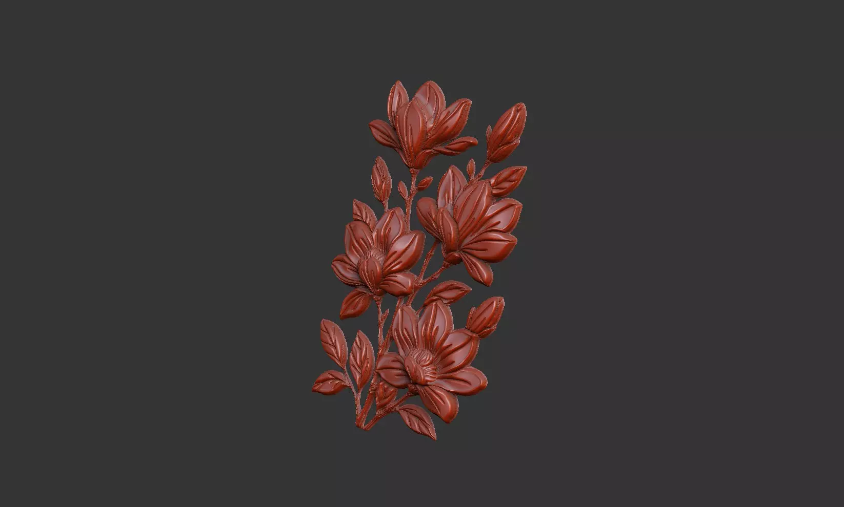 Magnolia cluster flower branch organic design 3D print model_6