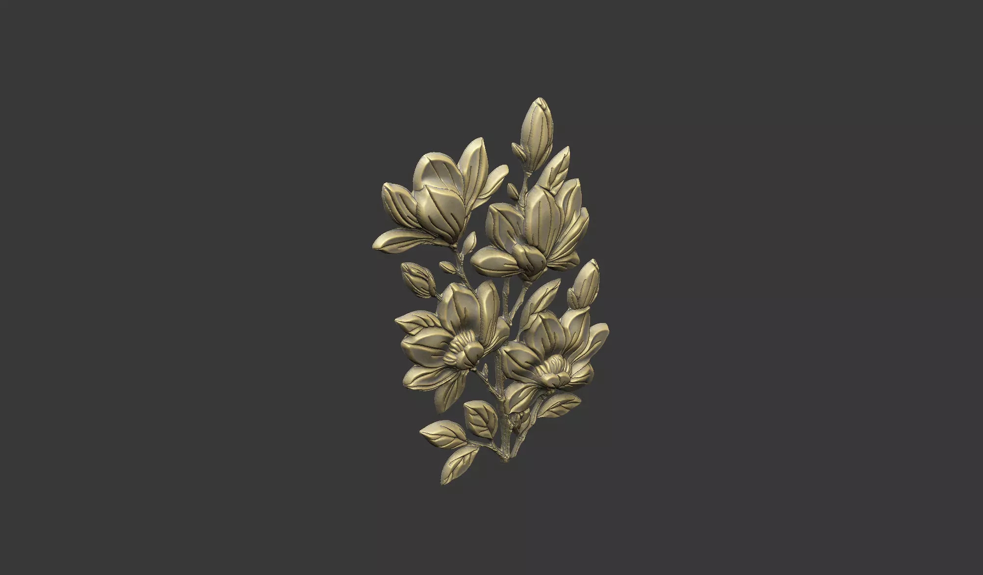 Magnolia cluster flower branch organic design 3D print model_1