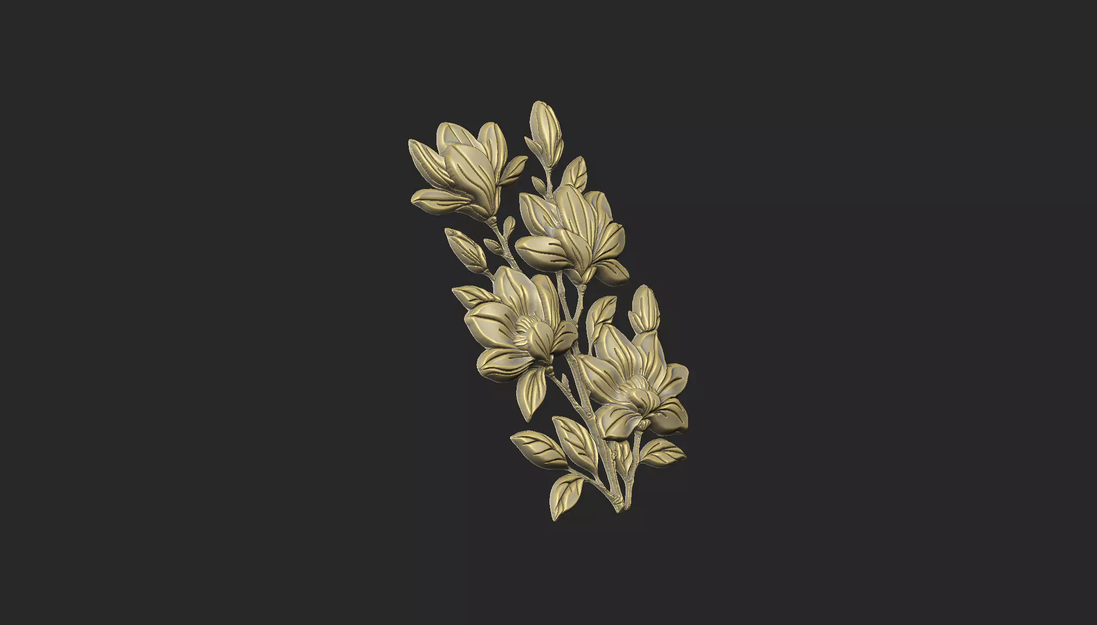 Magnolia cluster flower branch organic design 3D print model_4