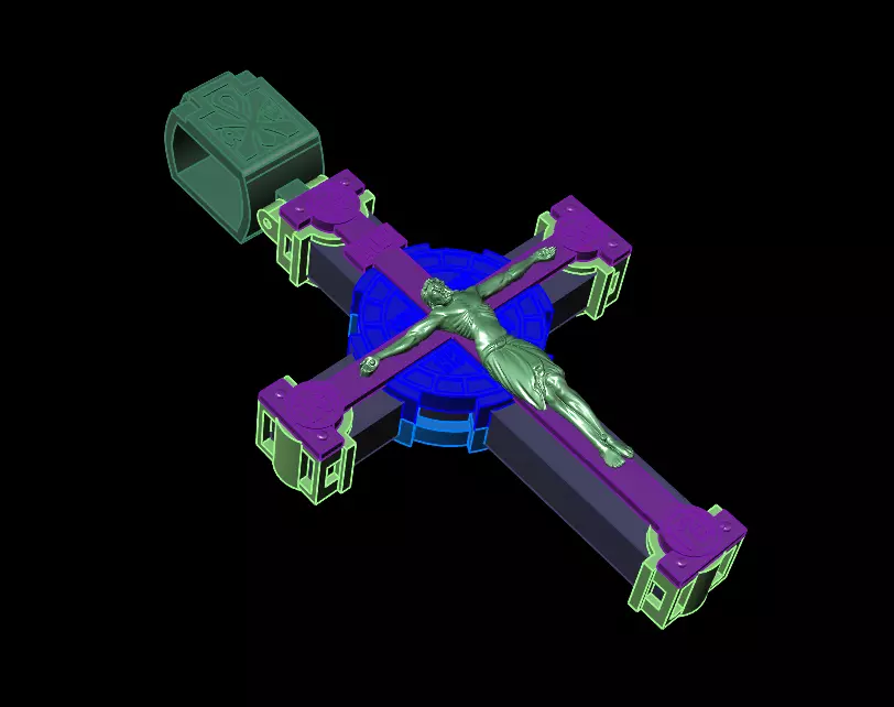 Orthodox cross with wood 3D print model_9