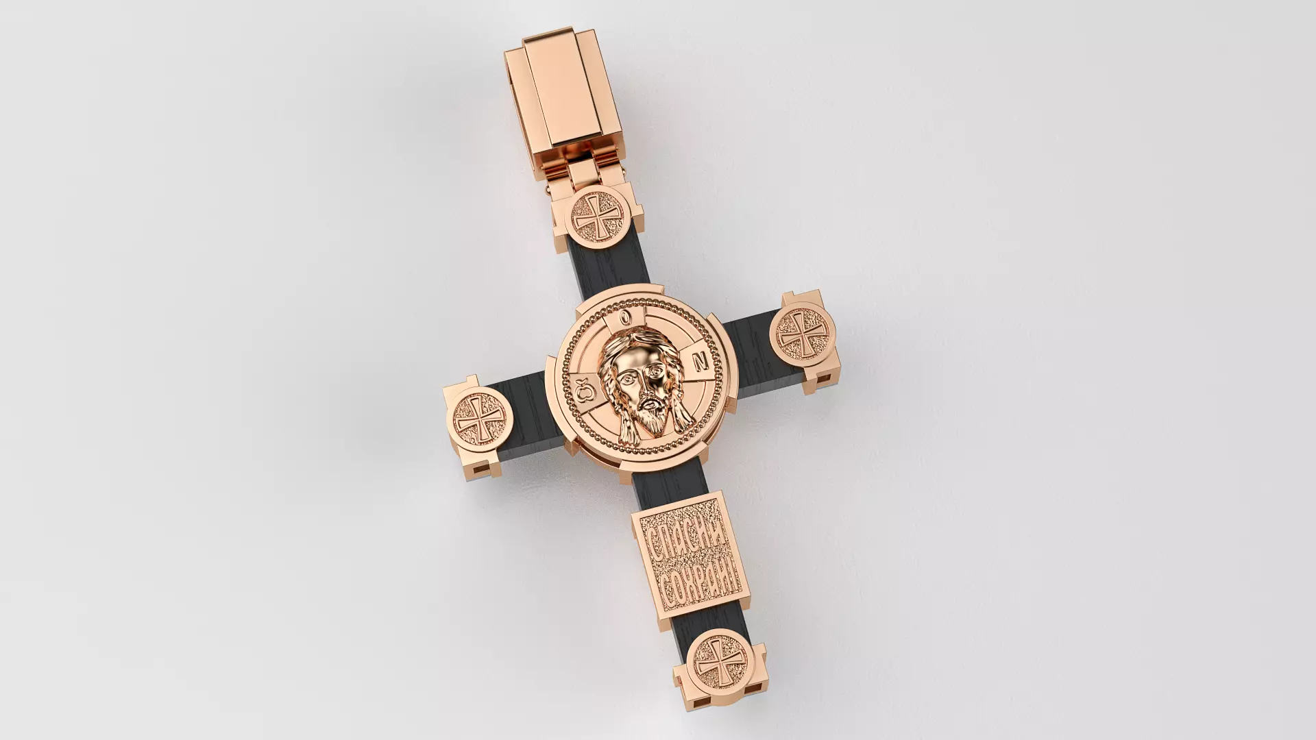 Orthodox cross with wood 3D print model_8