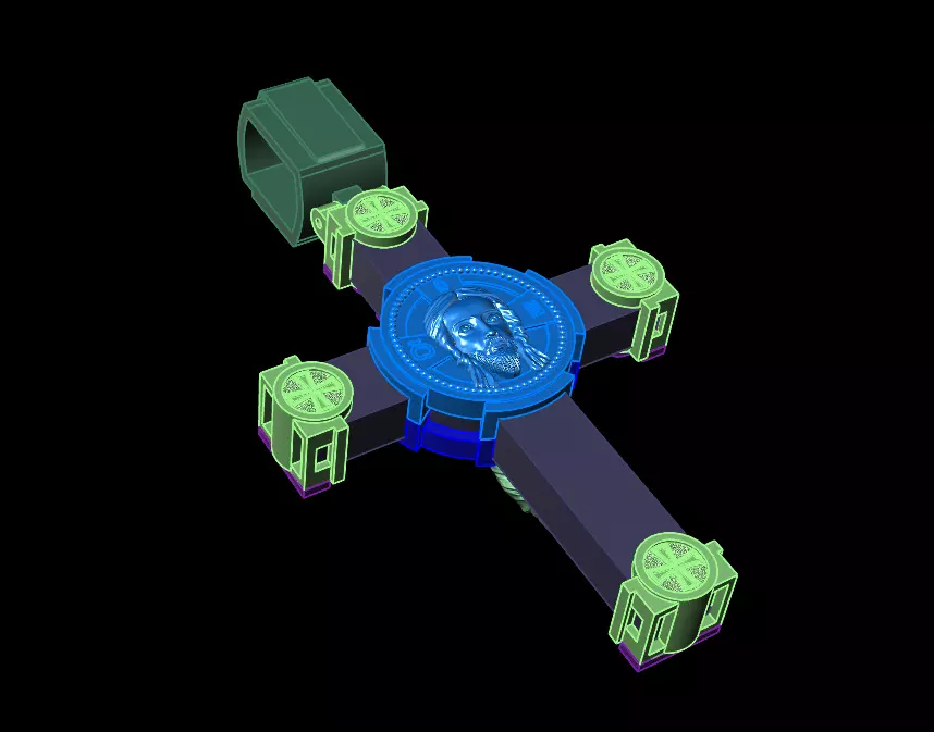 Orthodox cross with wood 3D print model_10