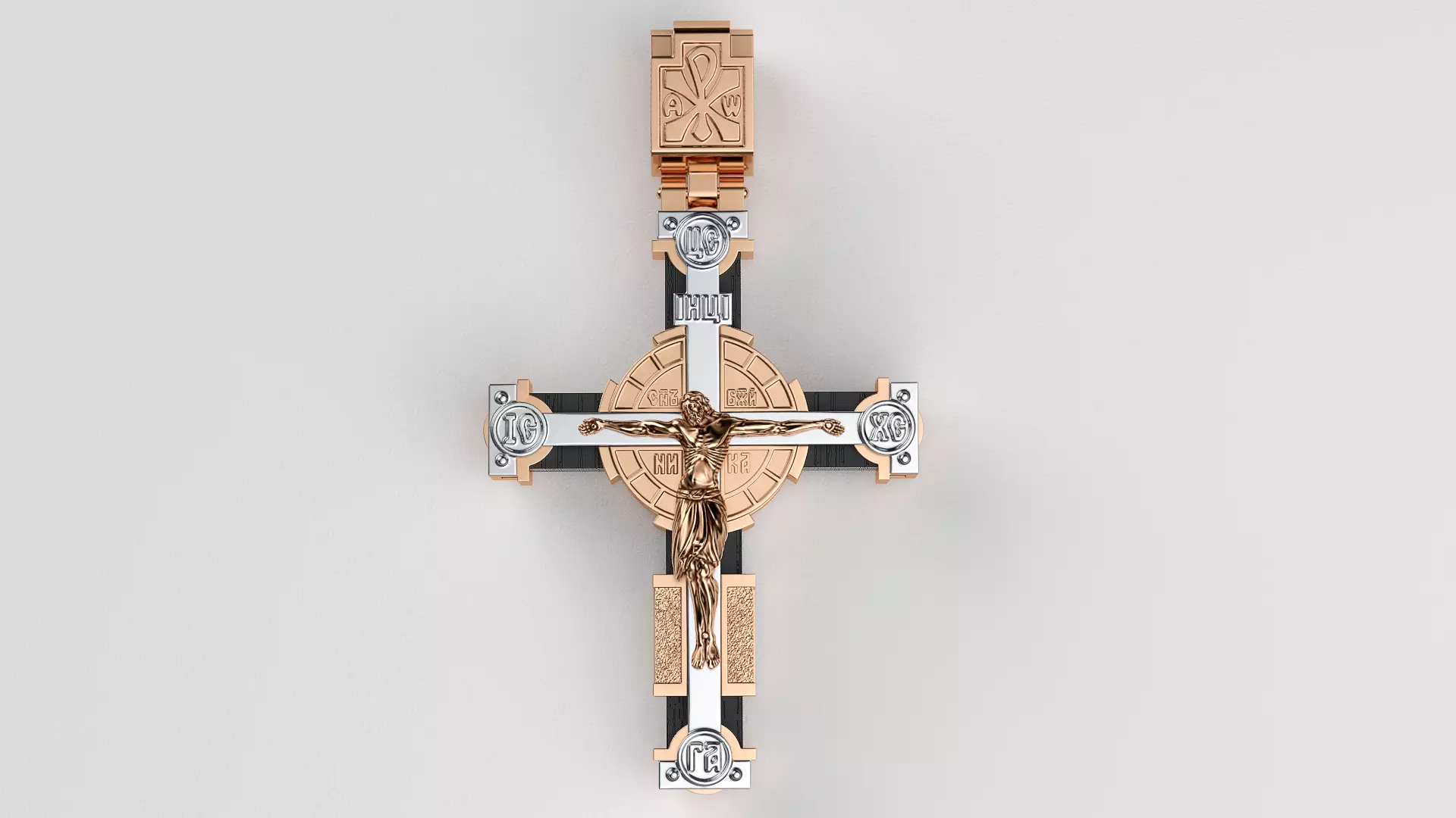 Orthodox cross with wood 3D print model_2