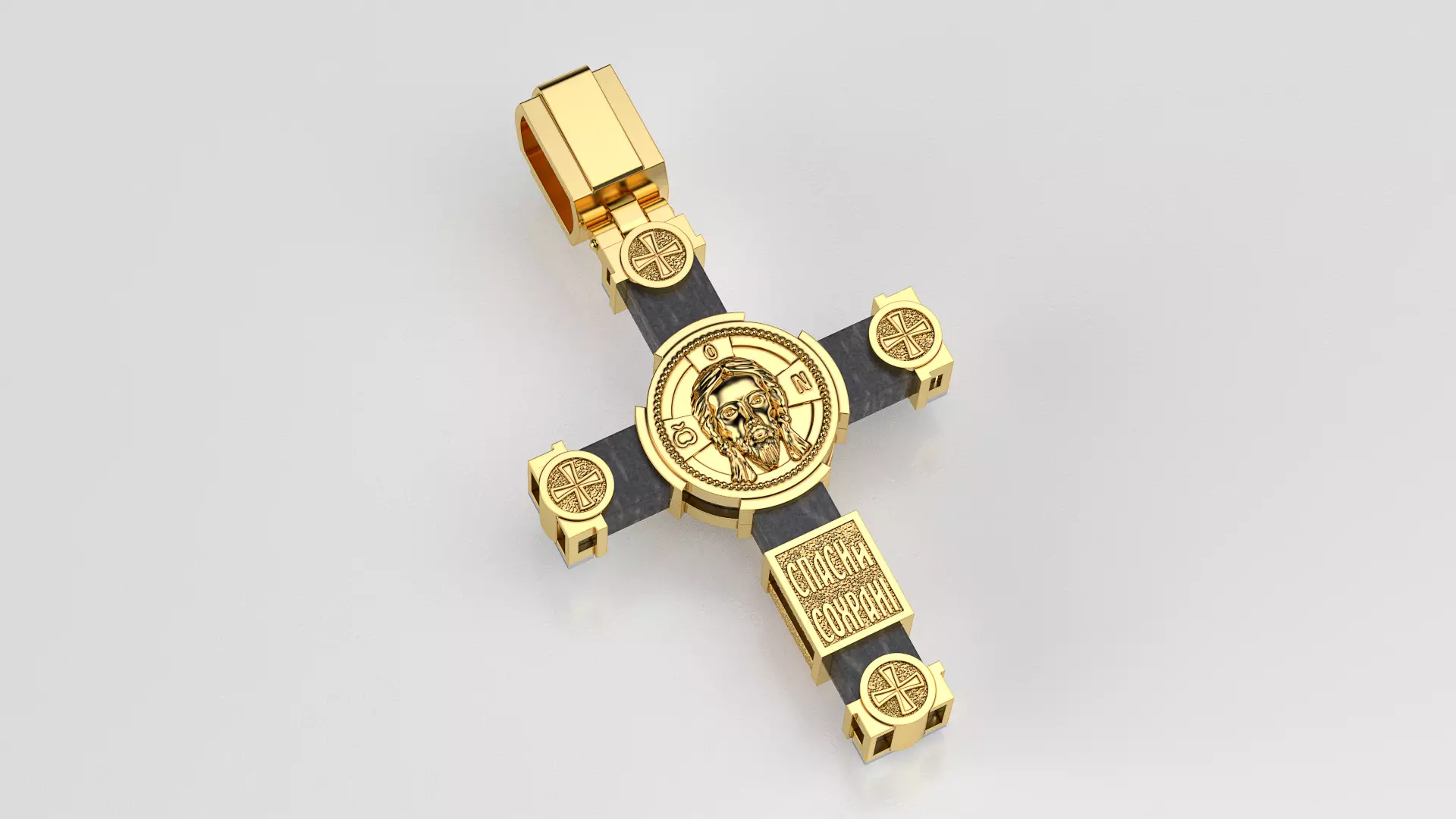 Orthodox cross with wood 3D print model_1