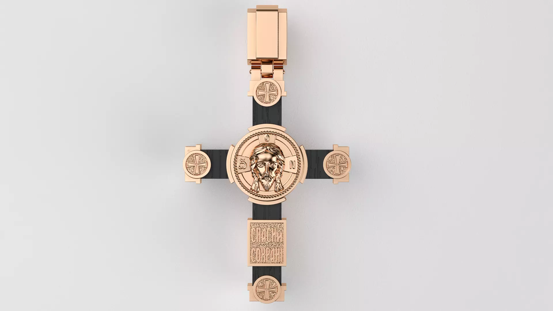 Orthodox cross with wood 3D print model_3