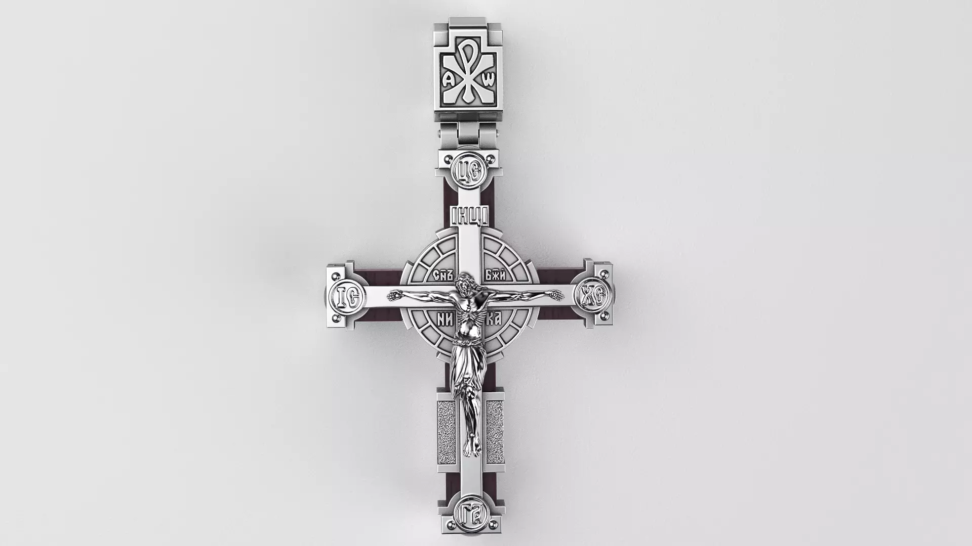 Orthodox cross with wood 3D print model_6
